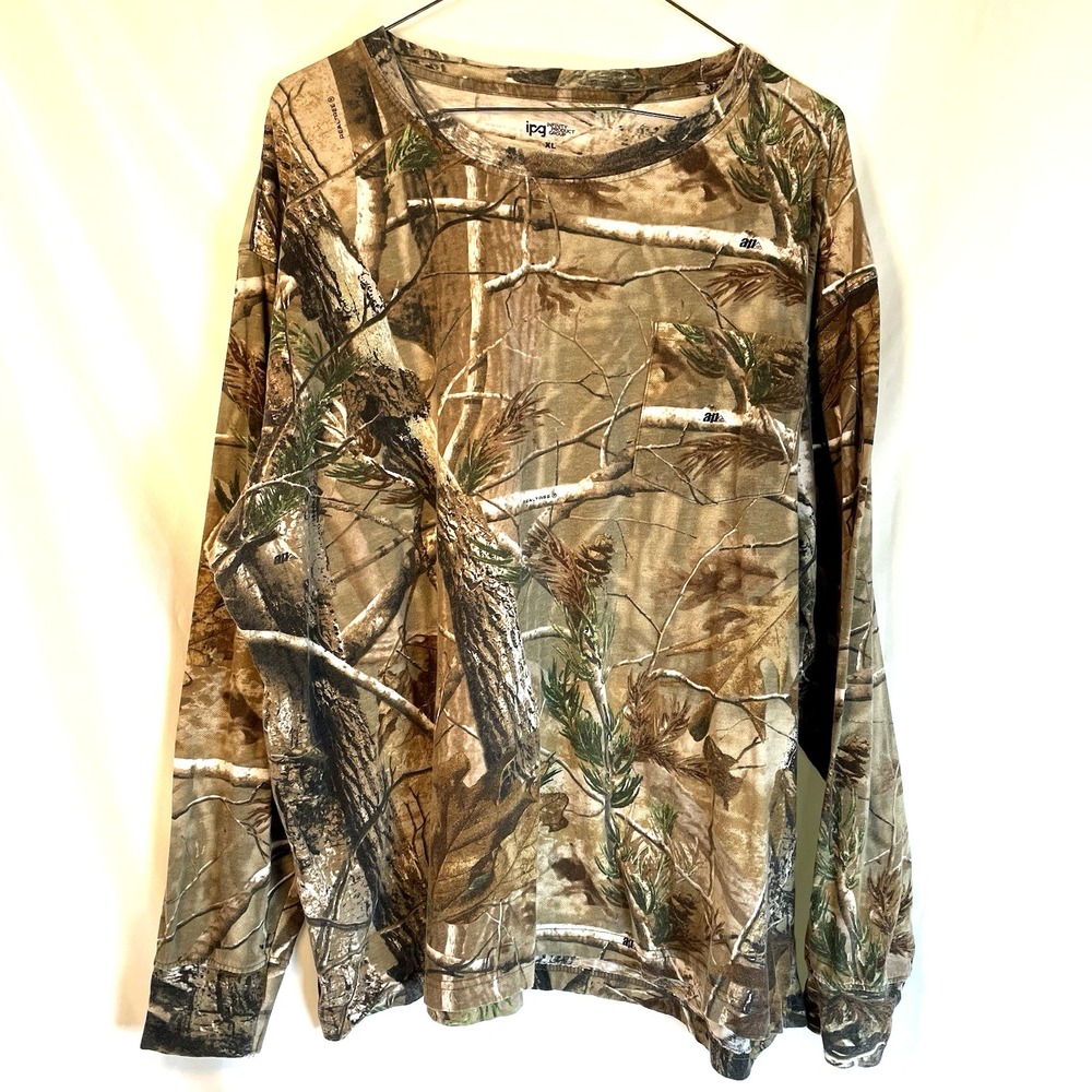 Realtree AP Camo Long Sleeve Shirt XL IPG Outdoor Fishing Hunting Camping TShirt